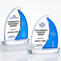Trophée Bateau à Voile en Cristal K9 Nouveauté Grande Surface de Gravure Récompense Commémorative Champion Sportif Vente Chaude