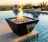 Brasero d'extérieur en acier Corten à tension universelle 110-230V avec finition rouillée écologique, durable, résistante à l'eau et au feu