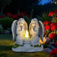 Statue d'ange priant en résine, modèle BY25104, best-seller transfrontalier, avec lumière solaire pour jardin extérieur