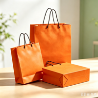 Sacs en papier personnalisés avec logo, élégants et réutilisables, sacs cadeaux et sacs pour vêtements de luxe pour boutique de Noël, couleur orange