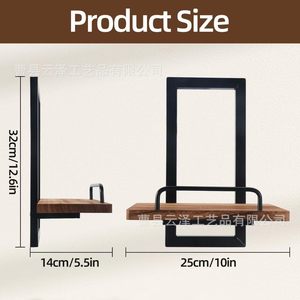 Estante de almacenamiento de madera para pared, diseño sencillo para sala de estar y dormitorio, con plantas verdes y - Product Image 5