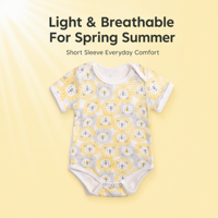 Baju Bayi Baru Lahir Lengan Pendek Katun Lembut Pakaian Tidur Bayi Seluruh Tubuh Nyaman untuk Dipakai Sehari-hari Bodysuit