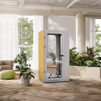 Cabine téléphonique individuelle en acier couleur personnalisée, insonorisée, acoustique, pour bureau, avec chaise, ventilation, espace de coworking, LED