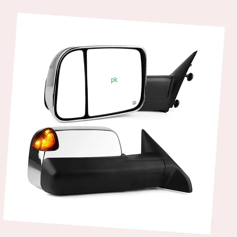 Electric Chrome 2009-18 Dodge Ram 1500, 2010-18 ram 2500 3500 with LED Turn Signal Light,Puddle Lamp pickup side tow mirror