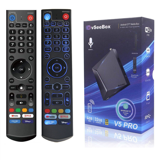 2024 the Newest Product V5 Pro Remote Control Smart with Voice Control Function with Bigger Size the Best Set Top Box in the USA