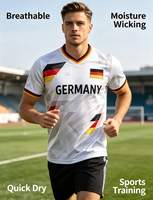 Maillot de football imprimé en 3D avec drapeau allemand pour hommes, 100 % polyester respirant, t-shirt de sport personnalisé OEM ODM, tee-shirt d'entraînement de football