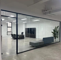 Système de cloisons en verre modulaires, panneaux de 12 mm d'épaisseur, cadre en aluminium, design moderne, contrôle du bruit, mobile, installation facile, flexible