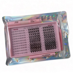 Kit d'extensions de cils individuels en grappes effet naturel, marque privée, fait main, segmentées, 100D <span class=keywords><strong>200D</strong></span>, cils en grappes moelleux, style doux - Product Image 3