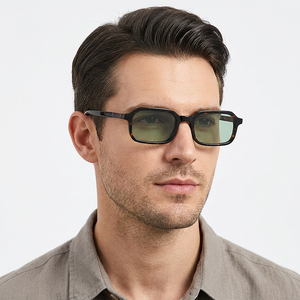 Men's Rectangle <b>Sunglasses</b> Tortoise Frame Green Polarized Lenses Full Rim UV400 Sun Protection Adult - Product Image 1