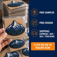 Patch brodé 3D en relief en forme de sommet de montagne, thermocollant pour chapeaux, personnalisable pour l'extérieur 	 Patch brodé montagne