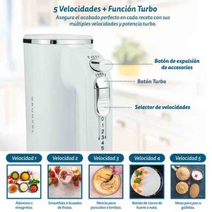 Frullatore a immersione Runkel 250W 5 velocità con fruste per impastare e mescolare - Product Image 4