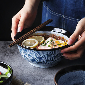 Tazón de <span class=keywords><strong>Sopa</strong></span> de Fideos Ramen de Porcelana Moderna, Ecológica y Corrugada, de Calidad de Restaurante, para Servir Fideos y <span class=keywords><strong>Sopa</strong></span> - Product Image 6