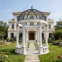 Pavillon de jardin en marbre naturel de style grec sur mesure pour la décoration extérieure de la cour, à vendre