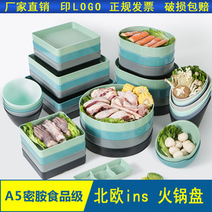 A5 Nordic-style <b>melamine</b> <b>plate</b>, commercially available creative irregular-shaped hot pot restaurant serving <b>plate</b>, colorful - Product Image 5