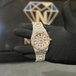 Montre automatique élégante pour homme en acier inoxydable ajouré, style hip-hop, entièrement sertie de diamants Moissanite - Product Image 1