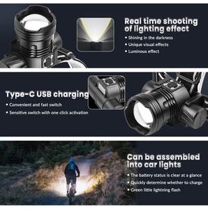 Lampe frontale rechargeable 2 en 1 Fourniture d'usine Lampe frontale personnalisée Lampe frontale rechargeable <span class=keywords><strong>Led</strong></span> 300m <span class=keywords><strong>longue</strong></span> portée Lampe <span class=keywords><strong>de</strong></span> vélo <span class=keywords><strong>phare</strong></span> pour la chasse - Product Image 3