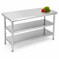 Table de travail en acier inoxydable de qualité alimentaire, robuste, à double couche, pour cuisine centrale