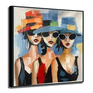 Arte Original Venta caliente moderno retrato de tres figuras lienzo pintura al óleo pintada a mano nuevo estilo de diseño para decoración del hogar