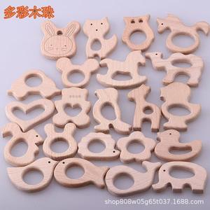 Wooden Animal <b>Baby</b> Teething Toys Bear Rabbit Horse Fox <b>Pacifier</b> Round Natural Beech Wood 0 To 24 Months Unisex Soft Toy - Product Image 3