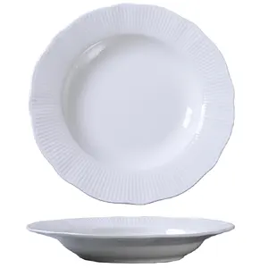 Ensemble d'assiettes blanches en céramique PITO porcelaine osseuse style nordique assiettes de service rondes pour restaurants assiettes de banquet