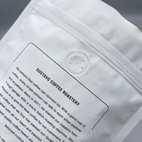 Sachet Doypack personnalisé avec valve, 8oz 12oz, pour café, blanc, avec fermeture éclair, pour emballage de grains de café