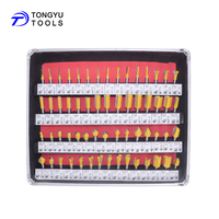 100 buah 1/4 inci Shank TCT Router Set bit Tungsten Carbide Tipped Woodworking Trimmer Milling Cutter alat dalam kasus aluminium
