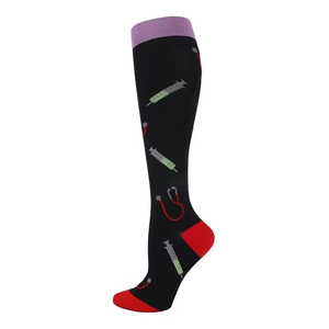 Hot Sale 15-20 mmHg Graduated Comfort Sports Nurse Support Nylon <strong>Knee</strong> <strong>High</strong> Compression <strong>Socks</strong> - Product Image 2