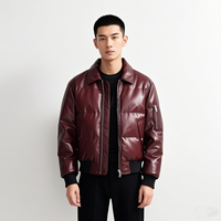 AQTQ Manteaux d'hiver personnalisés de haute qualité pour hommes Vêtements pour hommes Fashion Vintage Short Puffer Pu Leather Bomber Jacket Men