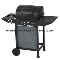 Barbecue portable à gaz pour camping extérieur, 2+1 brûleurs au propane, allumage piézoélectrique, dispositif de sécurité anti-épuisement d'oxygène, revêtement en poudre