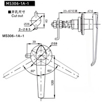Cerradura de Manija de Aleación de Zinc XD MS306-1A-1, Cerradura de Varilla Larga para Puerta de Gabinete de Equipo Industrial con Llave, Montaje en Rack, Cerradura para Gabinete Rittal
