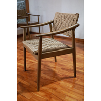 Fauteuil KAG Iris CHA02 en teck moderne et rotin synthétique, non pliable, pour salon et salle à manger, assise confortable, pour la maison