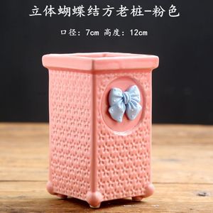 Ensemble de pots à succulentes créatifs peints à la main en forme de lapin, pot de fleurs en céramique émaillée Zakka, pot de fleurs mignon en forme d'animal de dessin animé pour la maison et le <span class=keywords><strong>jardin</strong></span> - Product Image 4