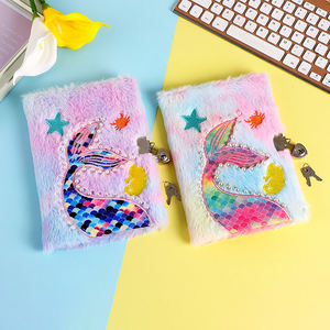 Journal intime pour fille avec serrure et clé Perle perlée école carrée secrète douce couverture floue moelleuse Animal mignon sirène Journal carnet de notes pour fille - Product Image 3