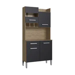 モダンスタイルのキッチン食器棚OLIVIA4ドア1引き出し木製ホームキッチン家具パーティクルボードウッド/ブラックカラーブラジル