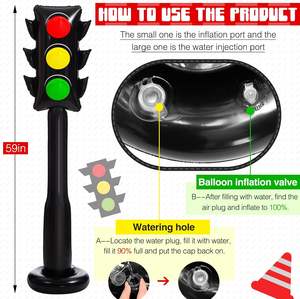 MAKE WAVES Semáforo Inflable de PVC con Soporte de 59 pulgadas de altura, Impermeable, Portátil, Decoración para Fiestas Temáticas de Tráfico Infantiles y Accesorio para Juego de Imitación - Product Image 5