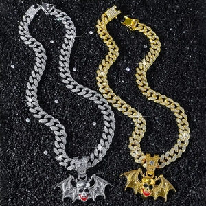 Hip-Hop Legierung Günstige Iced Out Pave Diamant Miami Kette Fledermaus Tier Anhänger Halskette für Herren - Product Image 3