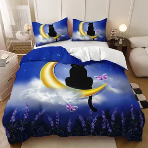 Wholesale bedding in various sizes cute black cat 3d printing duvet cover