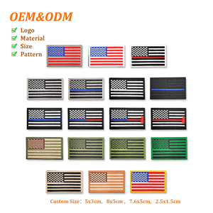 OEM Multi Size 5x3cm 8x5cm USA Flag Iron-On Canvas Hook Loop Embroidered <strong>Patches</strong> CE Certified <strong>Thin</strong> <strong>Blue</strong> <strong>Line</strong> Badges Hat Bag - Product Image 1