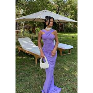 ชุดเดรสคลับสีม่วงแบบไม่มีสาย - Product Image 2