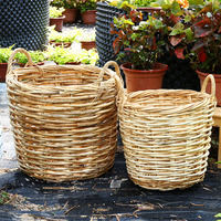Panier en rotin vintage surdimensionné personnalisé, sculpté à la main, écologique, 30L, pot à fleurs en osier, rangement pour la maison et le jardin