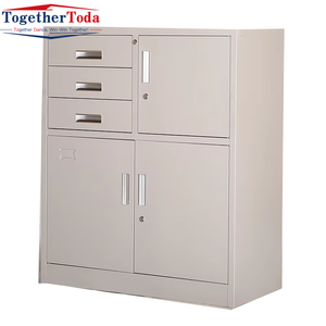 Armoire de classement de bureau en acier à design moderne, mobile, avec plusieurs portes, 3 tiroirs et 4 étagères réglables – Vente en gros usine - Product Image 6