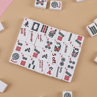 Tuiles de mahjong en mélamine de style américain GemJoy 30 #   Coffret cadeau de 168 pièces, boîte en plastique portable, emballage souple rouge