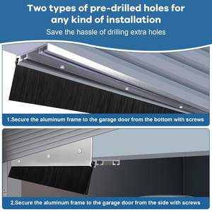 Kit de joint de bas de porte de garage robuste de 16,5 pieds avec brosse, forme U et O, rail en aluminium avec bande de brosse, <span class=keywords><strong>anti</strong></span>-rongeurs, <span class=keywords><strong>anti</strong></span>-poussière, de remplacement - Product Image 6