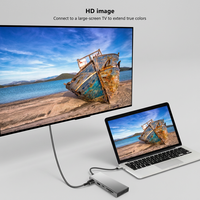 Hub USB 3.0 Type C 5 en 1, 5 Gbps, en alliage d'aluminium, station d'accueil avec lecteur de carte SD TF, audio 3,5 mm, adaptateur d'alimentation CC pour PC