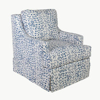 Fauteuil club traditionnel confortable avec dossier rembourré, aspect antique, imprimé léopard bleu, pour ferme rustique