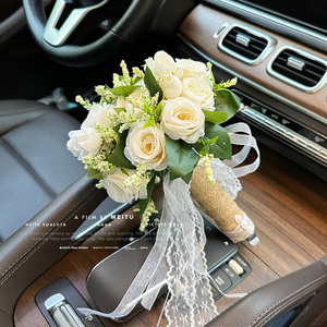 Bouquet de mariée en soie pour cérémonie de <span class=keywords><strong>mariage</strong></span>, ouverture de maison, avec fleurs séchées, accessoire photo pour mariée, style sophistiqué - Product Image 2