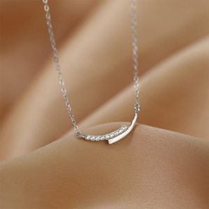 Smiley Face Necklace For Women Minimalist Luxury Clavicle Chain Platinum Gold Pave Setting XL 047 - Product Image 4