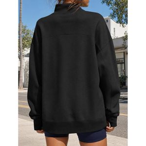 Custom Womens Oversized Sweatshirt Mock Neck Long Sleeve Cozy Drop Shoulder <b>Y2K</b> Fall Winter <b>Top</b> - Product Image 3