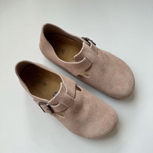 Women's Beken Suede Clogs Soft Cork One-Size-Fits-All Retro Platform Lazy Slippers Cork <b>Toe</b> <b>Cap</b> Plush Lining Buckle - Product Image 3