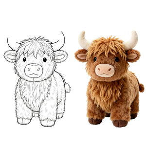 Fabricant de peluches personnalisées, peluche Highland Cow, jouet en peluche lesté, accessoires mignons, jouet en peluche d'anniversaire personnalisé - Product Image 1